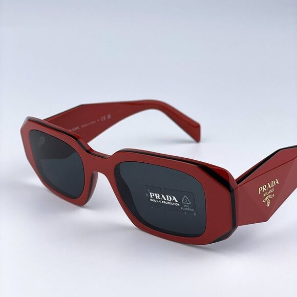 NEW Prada PR17WS 12N5S0 Orange Black Dark Grey Rectangle Unisex Sunglasses - Picture 6 of 13